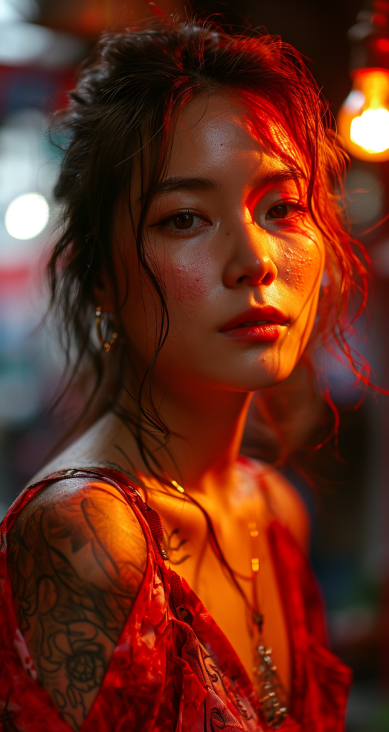 中国模特摆出自拍姿势